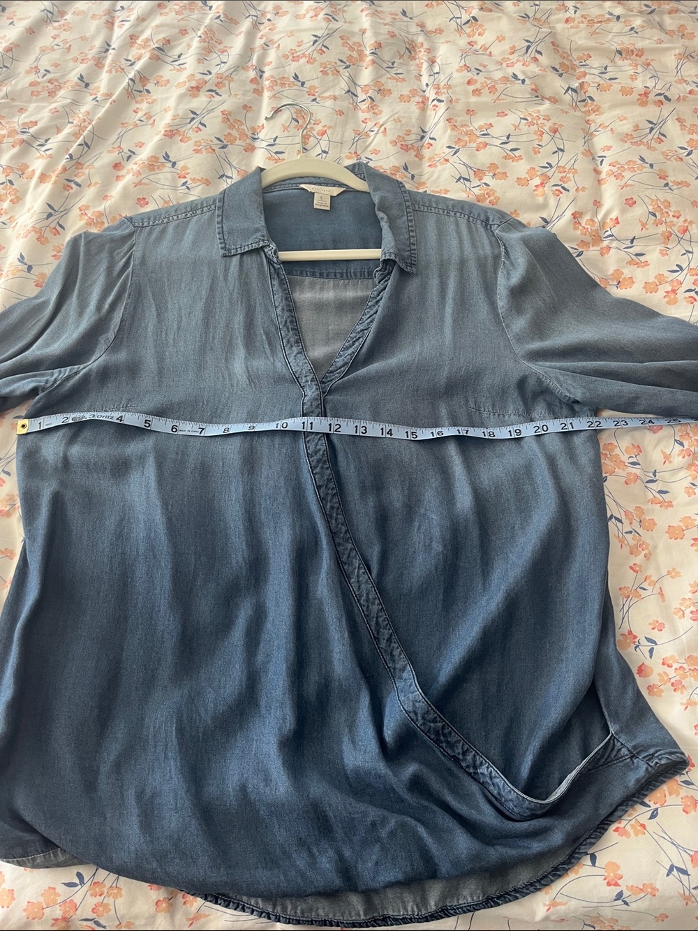 Cato Denim-Style Blue Wrap Blouse - Picture 3 of 4